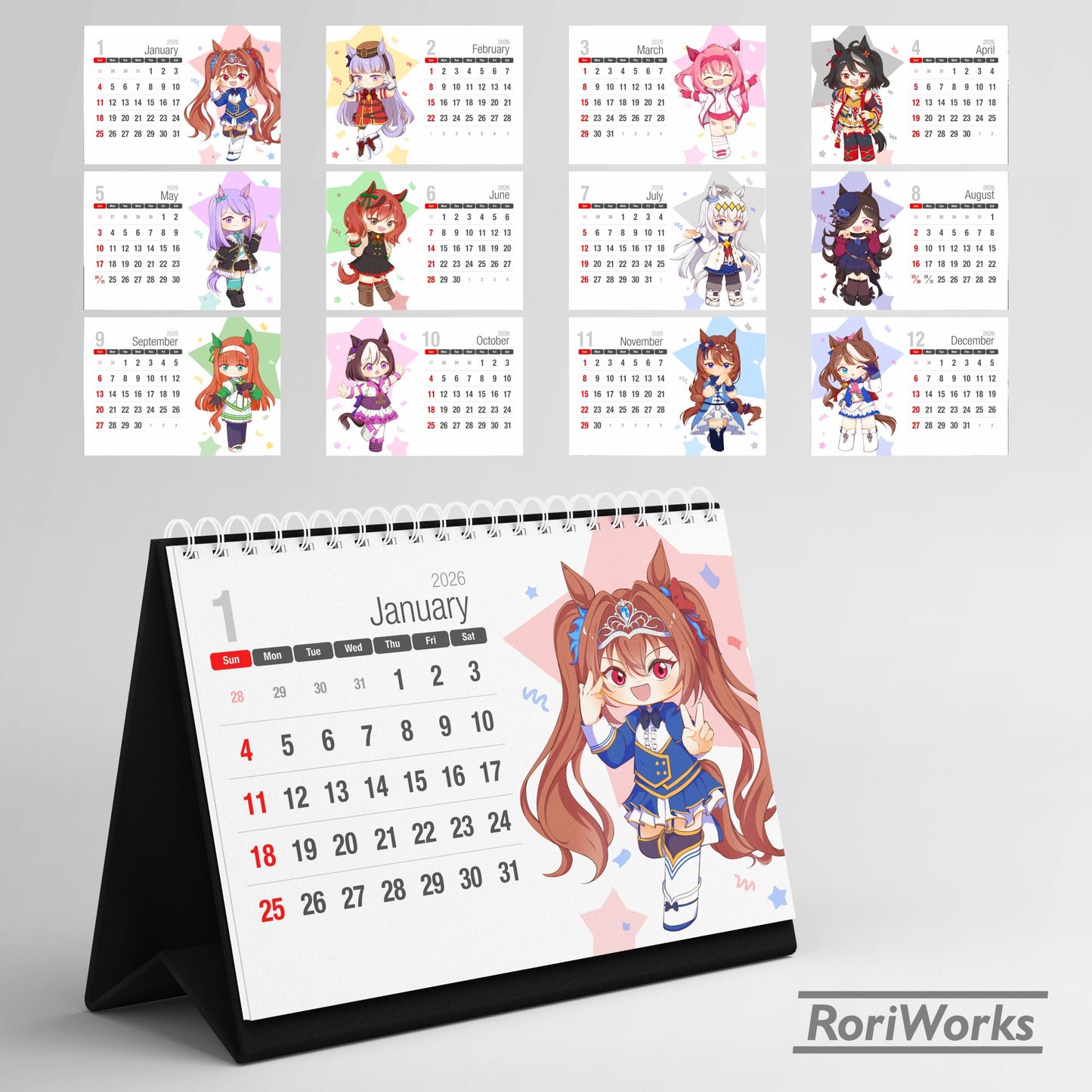 Umamusume - Desk Calendar 2026