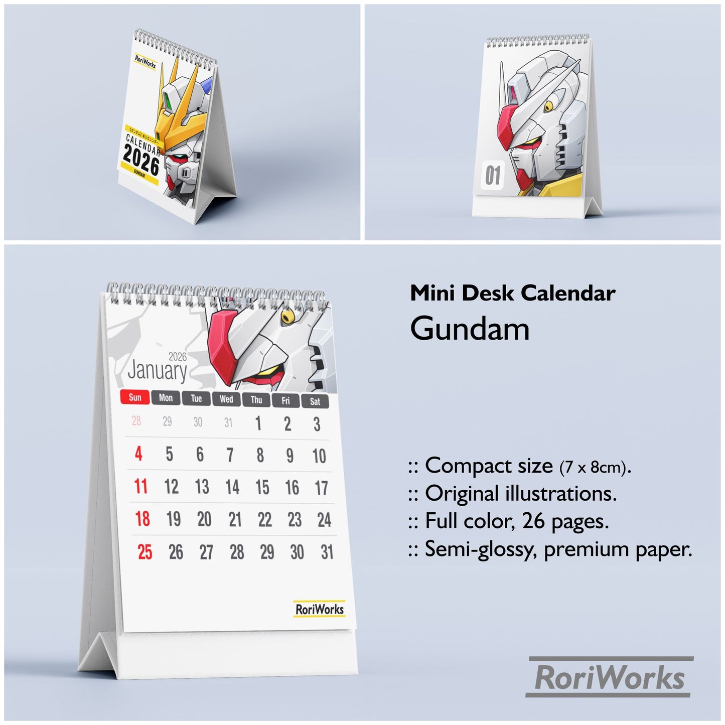 Gundam - Mini Desk Calendar 2026