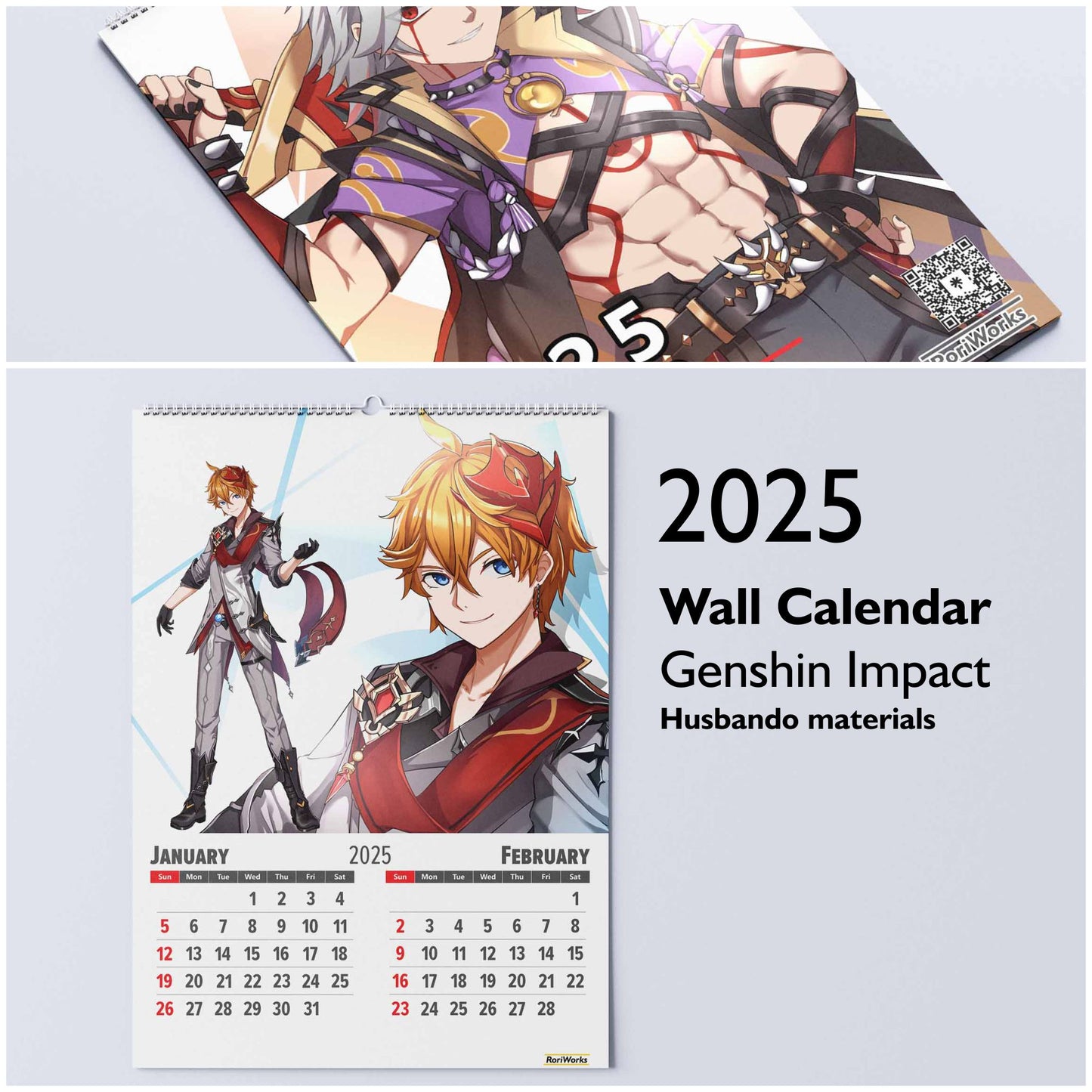 Genshin Impact Husbando - Wall Calendar 2025