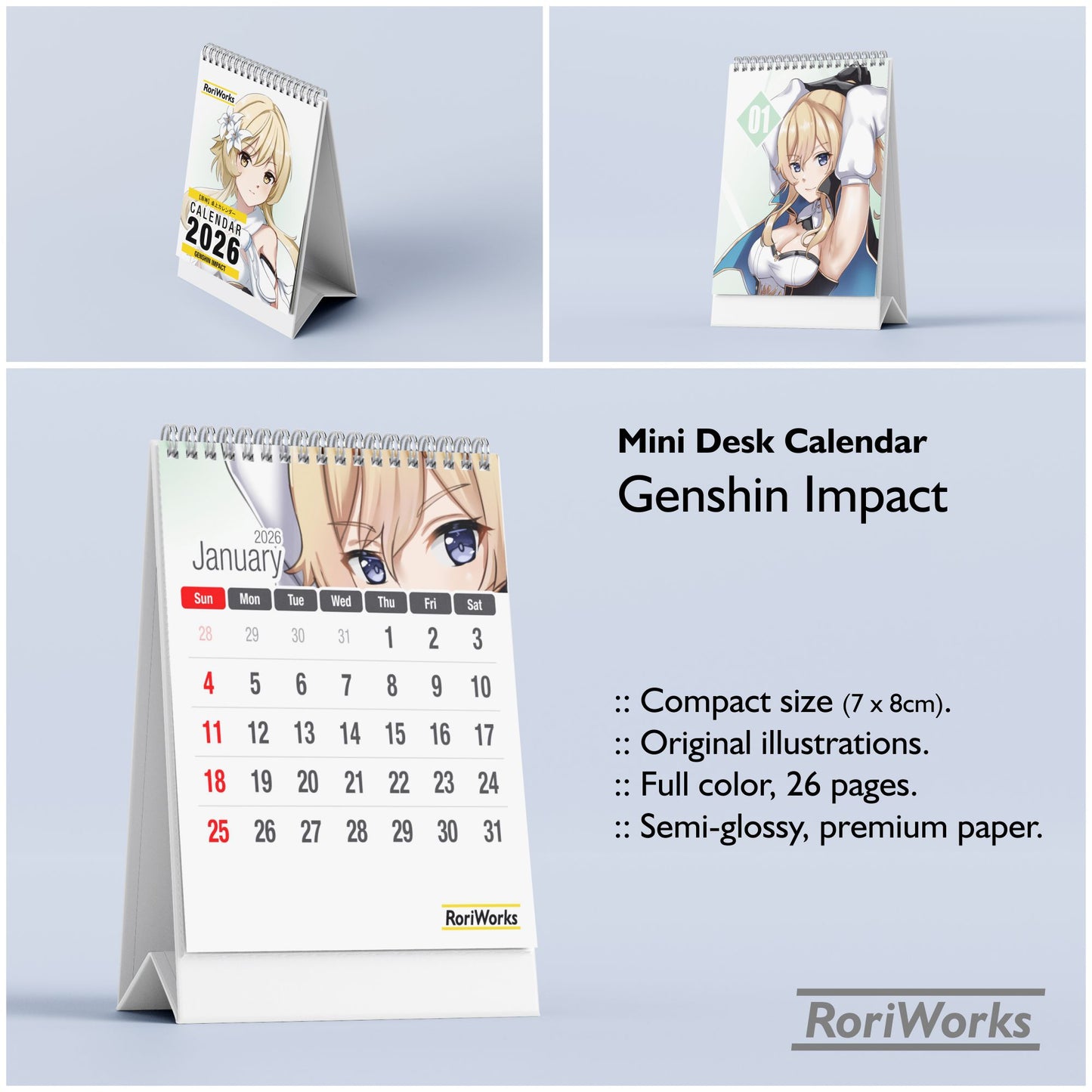 Genshin Impact - Mini Desk Calendar 2026