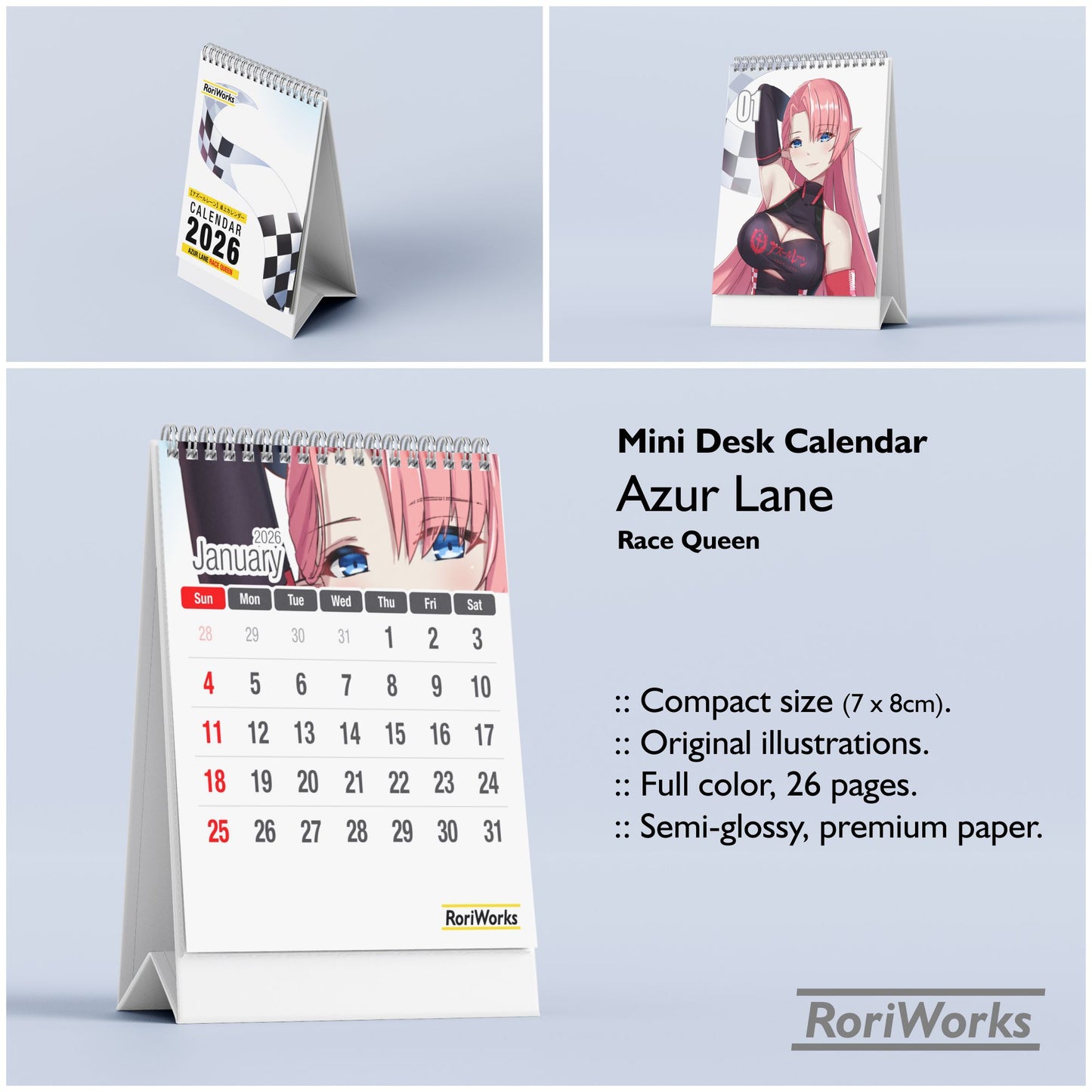 Azur Lane (Race Queen) - Mini Desk Calendar 2026