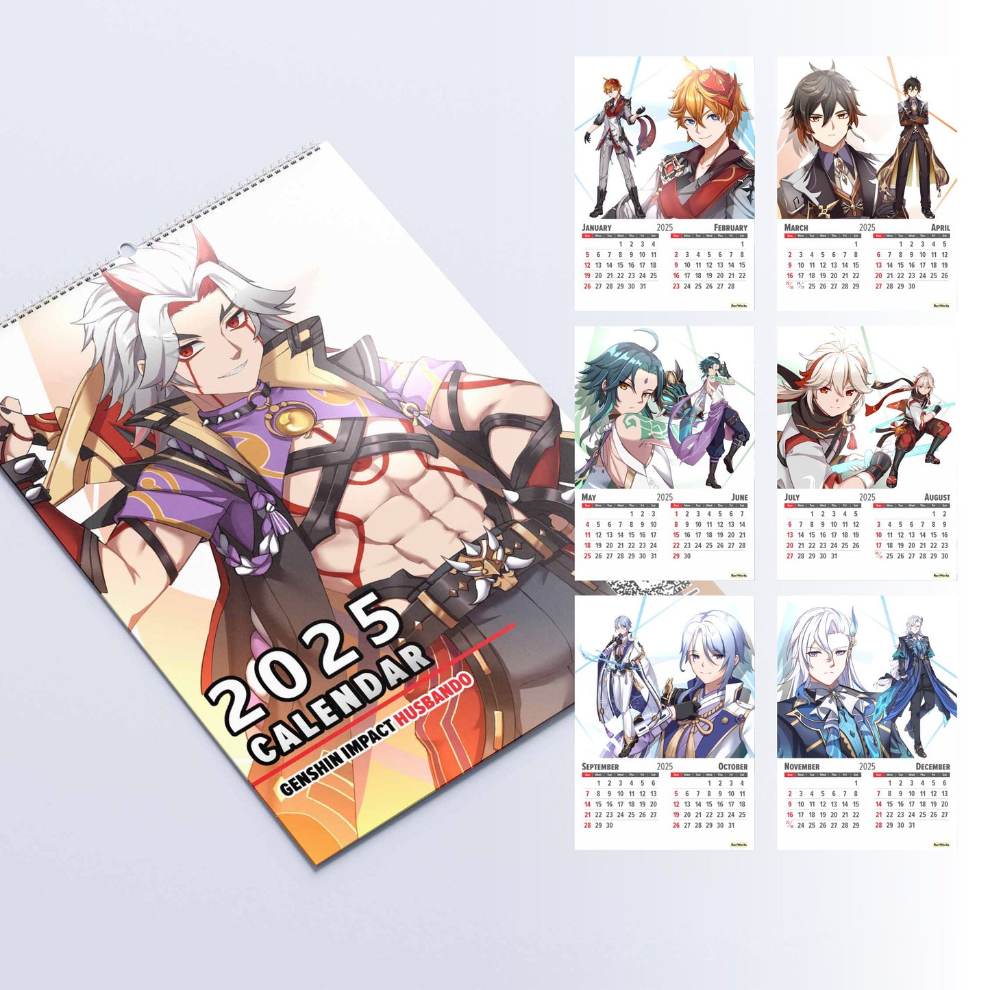 Genshin Impact Husbando - Wall Calendar 2025